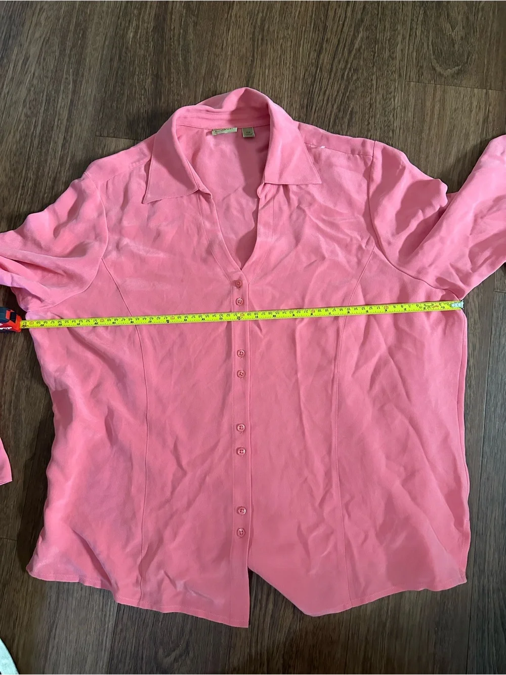 Caslon Coral-Pink Button Front Blouse 100% Silk